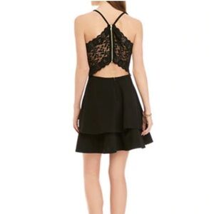Black Fit and Flare Lace Back Mini Dress Juniors Size 1/2